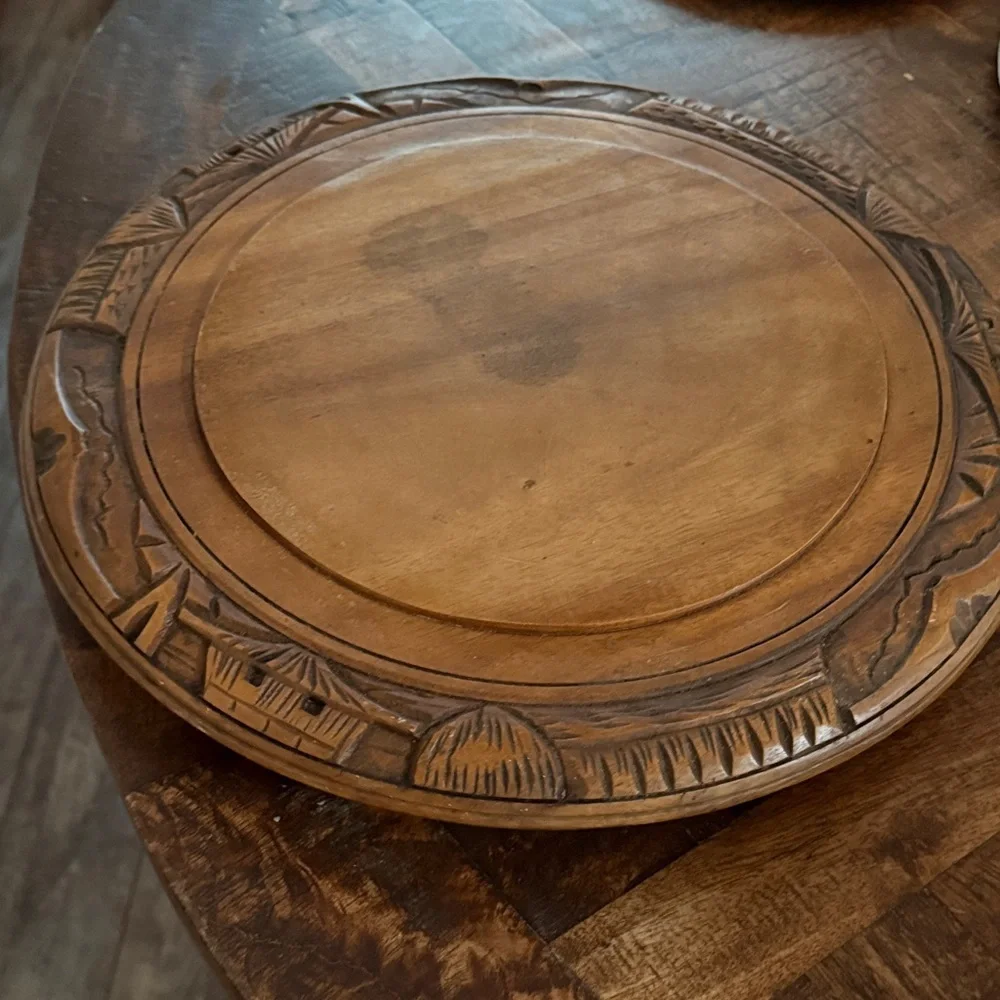 Handcrafted Wooden Storage Box with Lid teak cake stand holder lazy susan